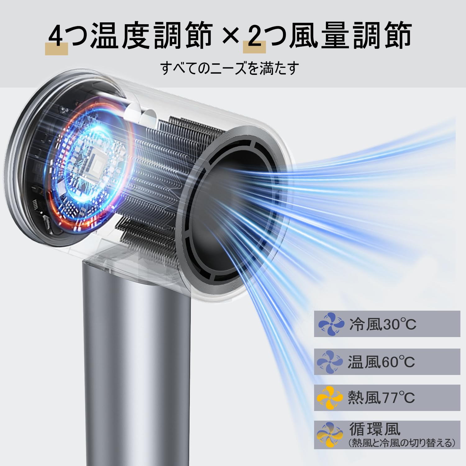 Amazon.co.jp: ドライヤー【2026温度&風速表示 15s速乾】人気 ナノケア
